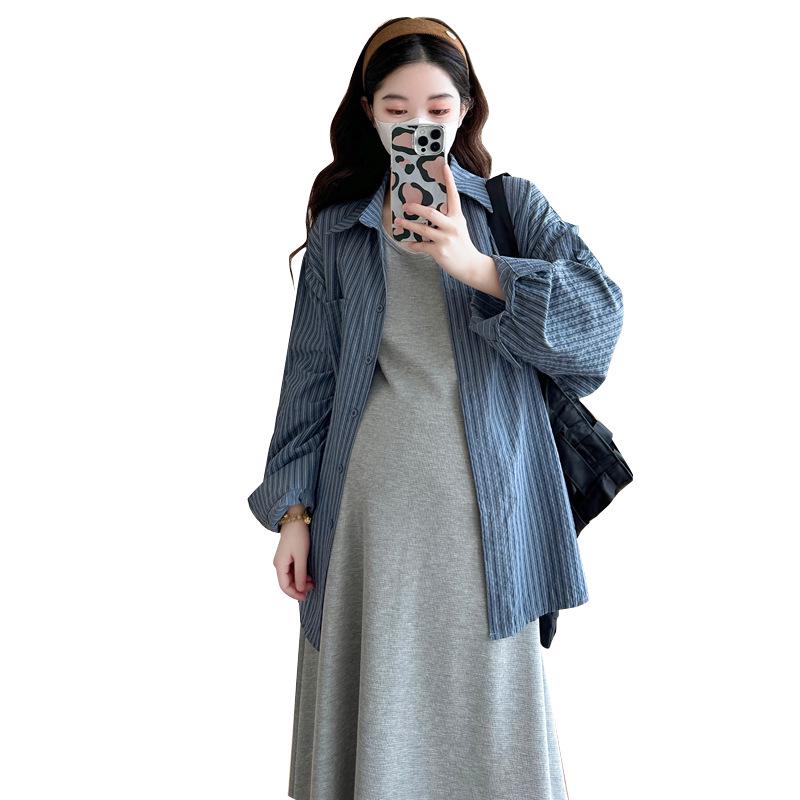 

Maternity Summer & Early Autumn Two-Piece: Casual Shirt and Vest Long Skirt Set XL