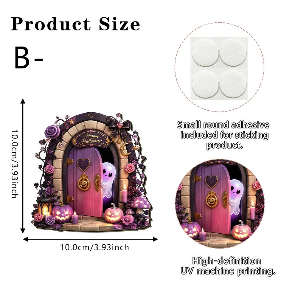 Halloween Vintage Ghost Pumpkin Double-layer Wooden Fairy Door Festive Atmosphere Outdoor Landscaping Decoration Sign Plate
