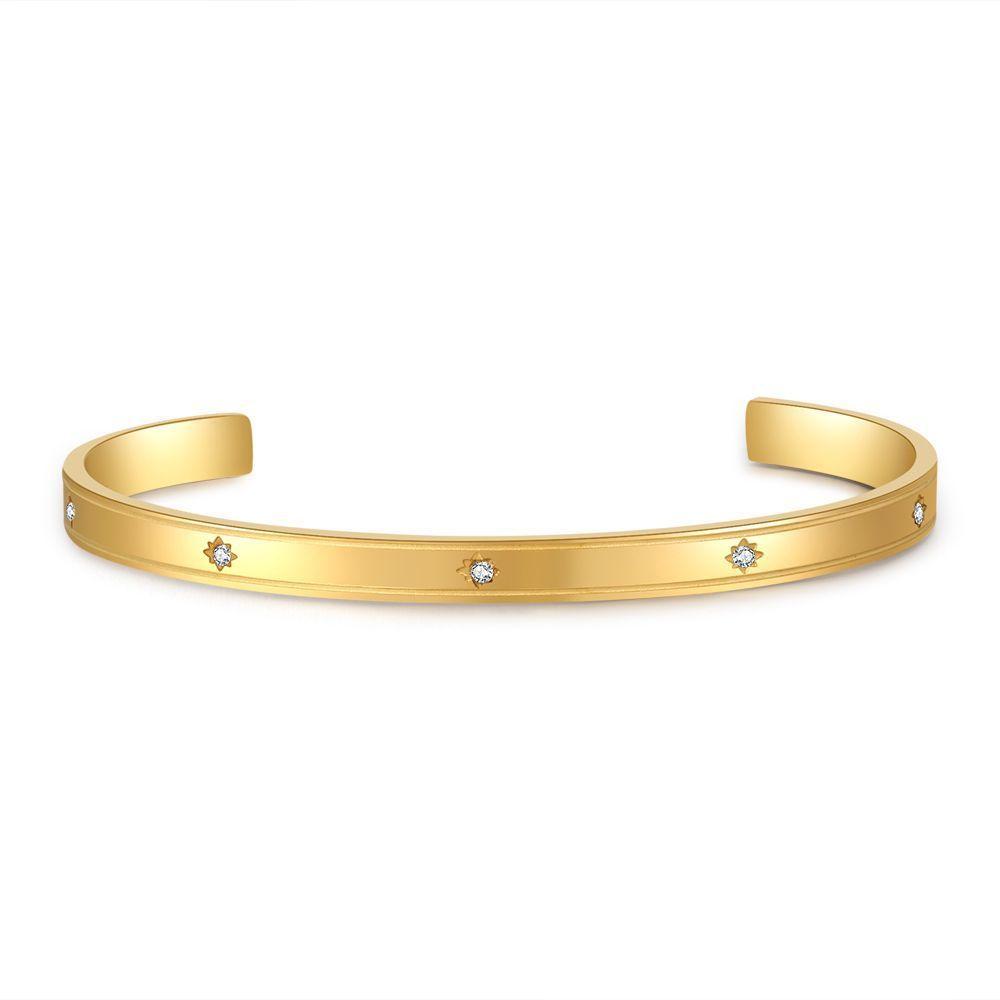 Modern Vintage Titanium Steel Bracelet For Women With Green Zircon For Casual Wear