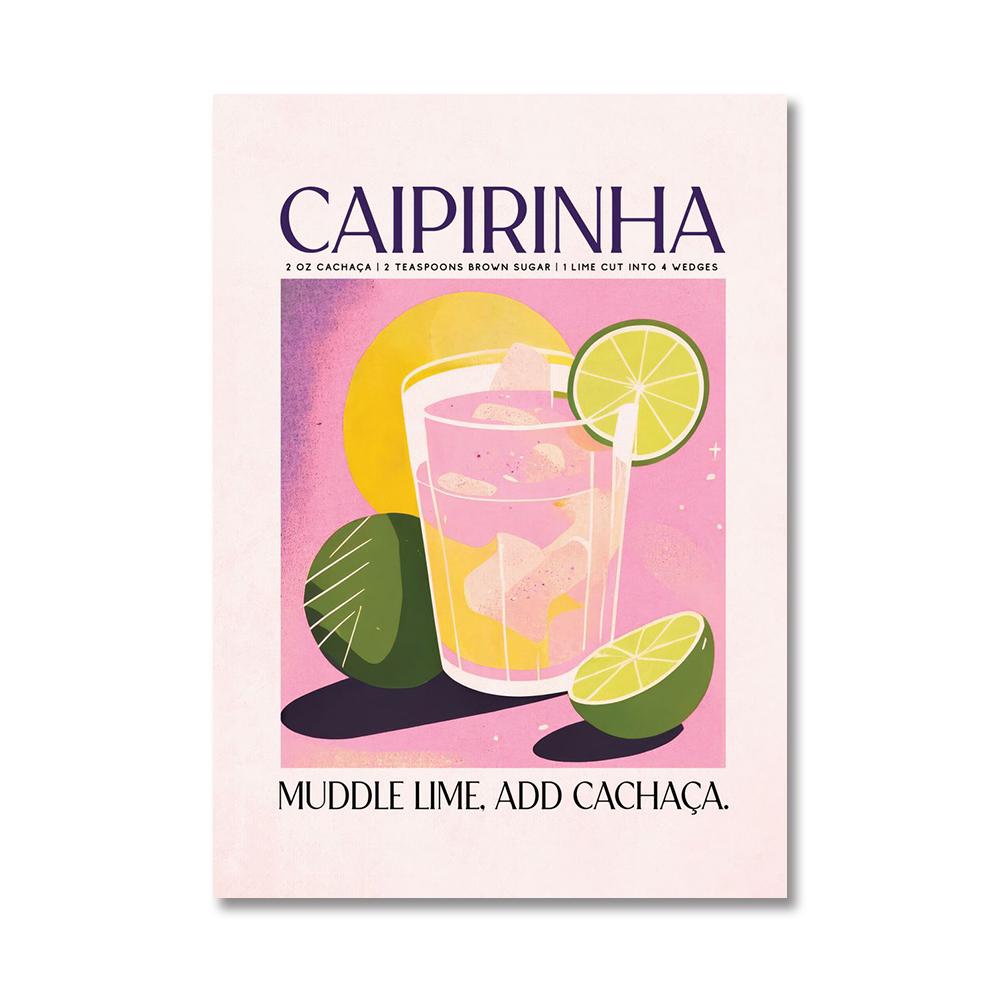 Cartoon Cocktail Drinks Negroni Daiquiri Posters Retro Mojito Canvas Prints Wall Art Painting Pictures Bar Kitchen Home Decor