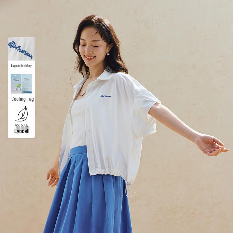 

INMAN Women s Cooling Lyocell Loose Lapel Short-Sleeve Shirt XL