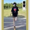 Women's Combed Pure Cotton Short-sleeve T-shirt, American Style Short-sleeve Women's T-shirt, Trendy Brand Shoulder Top, Short-sleeve Women's Cotton