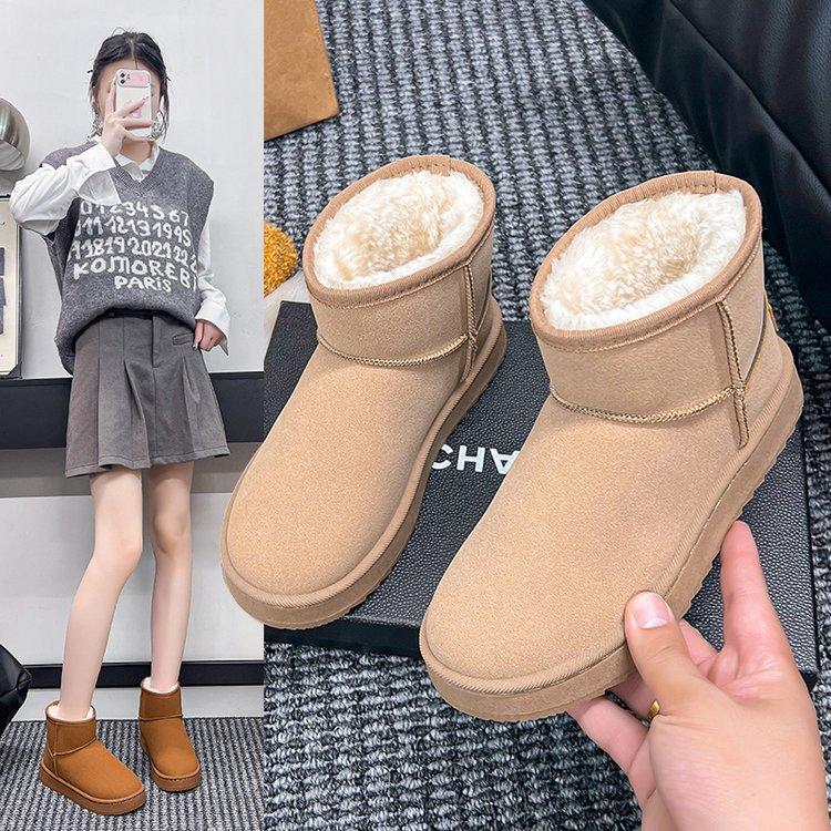 Women's Large Size Soft Sole Winter Warm Fur Snow Boots Padded Lined Ankle Boots Anti-slip Hiking Casual Sports Cotton Boots