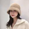 Autumn and winter versatile face small wool hat warm ear protection big head circumference bucket knitted wool hat women