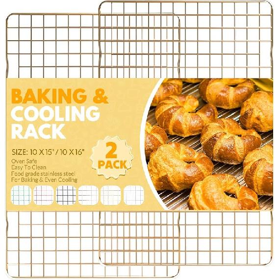 2 PCS Cooling Racks for Cooking and Baking, 15x10 Inches Stainless Steel Cooling Rack, Sheet Pan with Wire Rack for Baking Sheet, Bacon Rack Oven