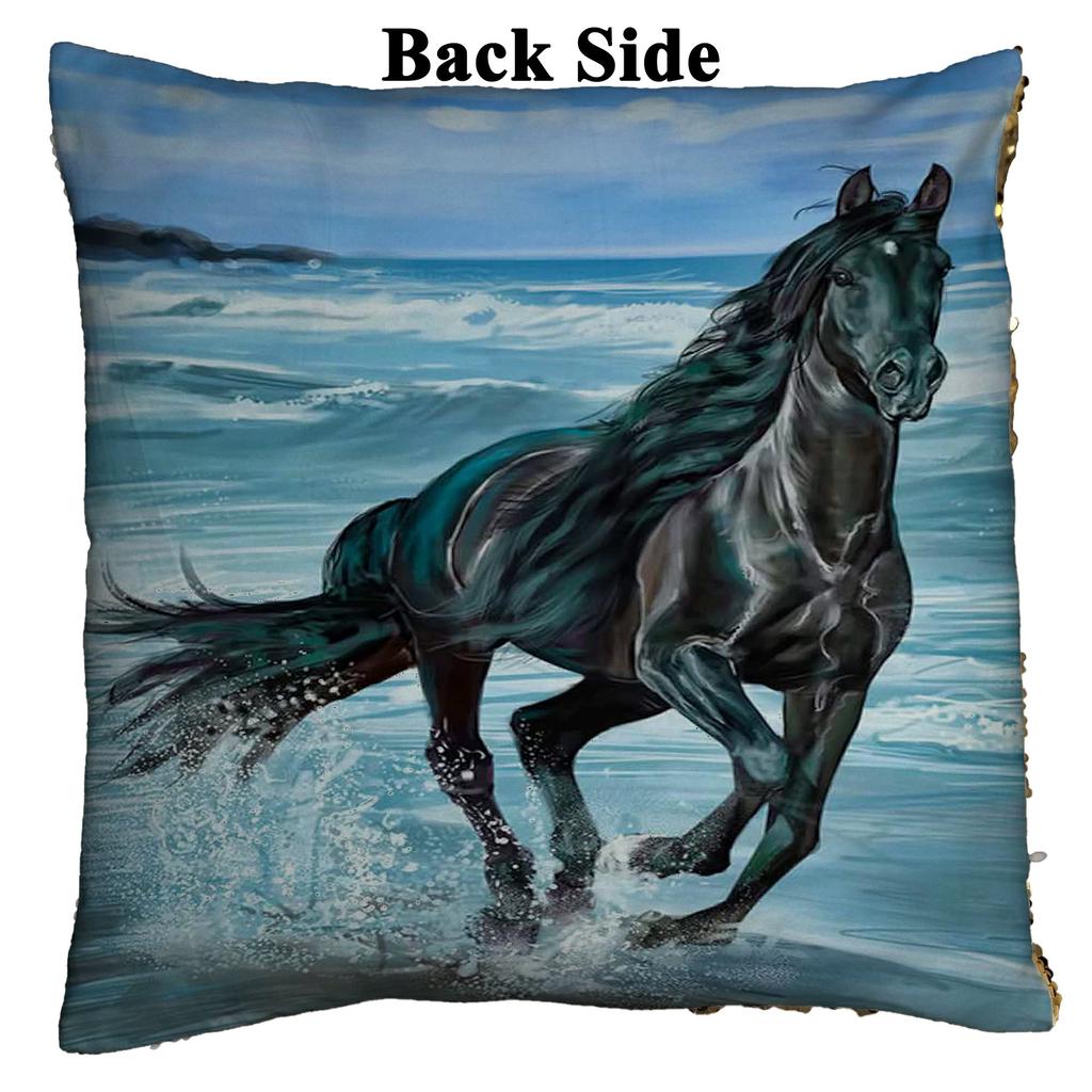 horse sequin pillow