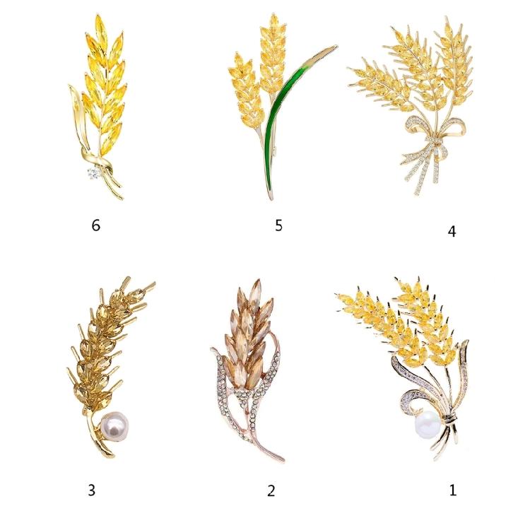 Elegant Wheat Lapel Pin Women's Fashion Statement Crystal Brooches Wheat Brooch