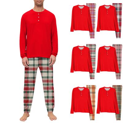 Herren-Pyjama-Set, Langarm und lange Hose, zweiteilig