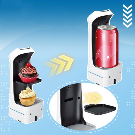 Fernbedienbarer Lebensmittellieferroboter 2,4 GHz RC Roboter Spielzeug mit abnehmbarer Basis Kinder Erwachsene Mini Interaktives leuchtendes intelligentes Robotikspielzeug