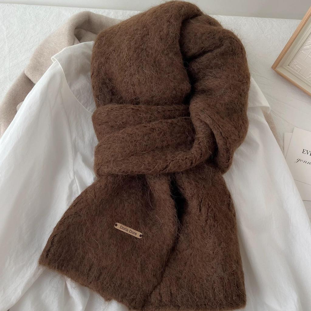 Women's Winter Wool-Blend Knitted Scarf - High-End Alpaca Neck Warmer for Couples