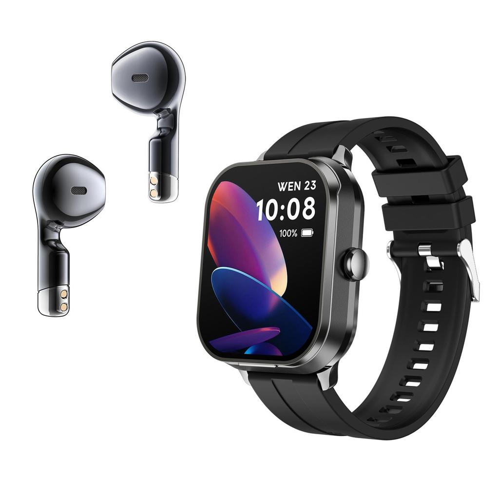 D8pro Sports Smartwatch & Headphones Combo with NFC, Bluetooth Calls, and Music Playback