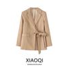 Fashion Style 2024 New Fall Women's Clothing Stylish Versatile Slimming Long Sleeves Cotton Linen Asymmetrical Suit Outwear