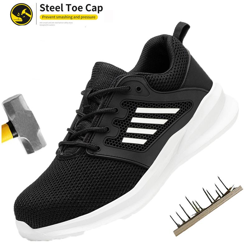 Light Weight Safety Shoes Steel Toe Boots For Men Low Top Safety Shoes Wear-Resisting Work Shoes Slip Resistant Work Sneakers