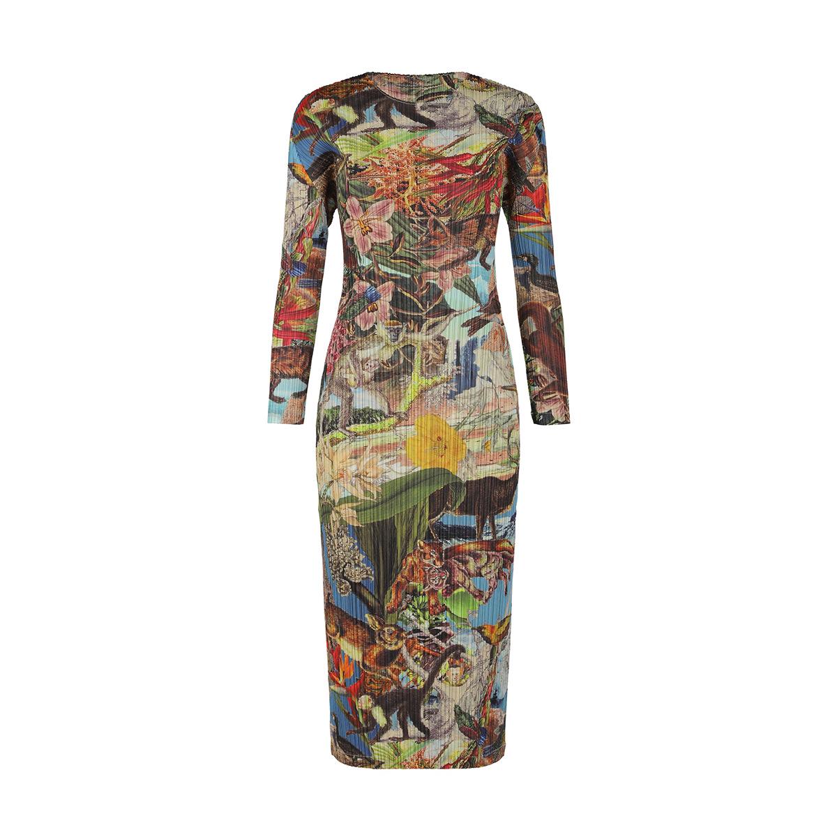 

2024 Женское летнее длинное платье - Высококачественный цифровой принт, плиссированный дизайн One Size кофейный