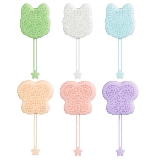 2-in-1 Pet Grooming Glove with Lanyard Soft Flexible Cat Head Shape Pet Grooming Massage Glove Grooming Mitt