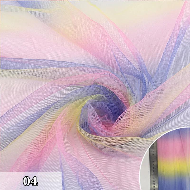 2/4/6 Yard Colorful Gradient Rainbow Mesh Fabric Rainbow Tulle Fabric For Diy Tutu Skirt Princess Dress Wedding Party Decor