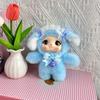 Big Ear Rabbit Dog Plush Keychain Bowknot Lace Car Key Ring  Gift For Girls