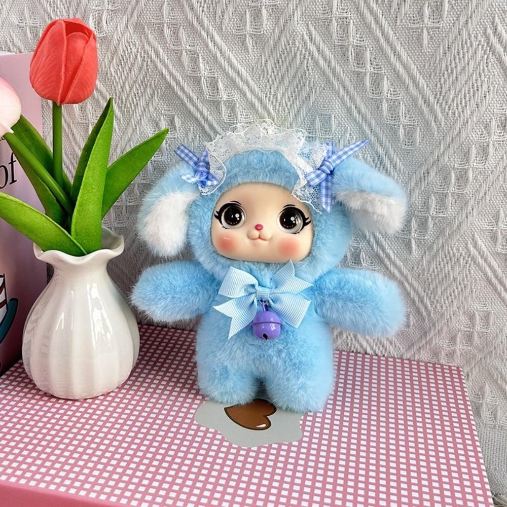 Big Ear Rabbit Dog Plush Keychain Bowknot Lace Car Key Ring Gift For Girls