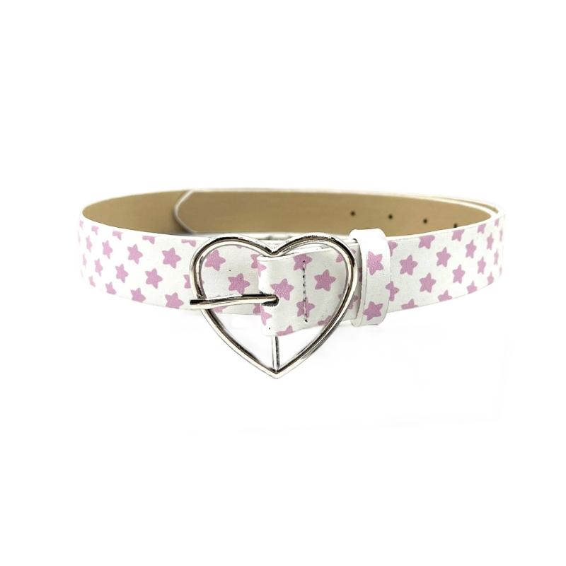 Stylish Star Embellished Heart Clasp PU Belt Decoratvie Waistband for Casual and Formal Outfits 4 Color Option