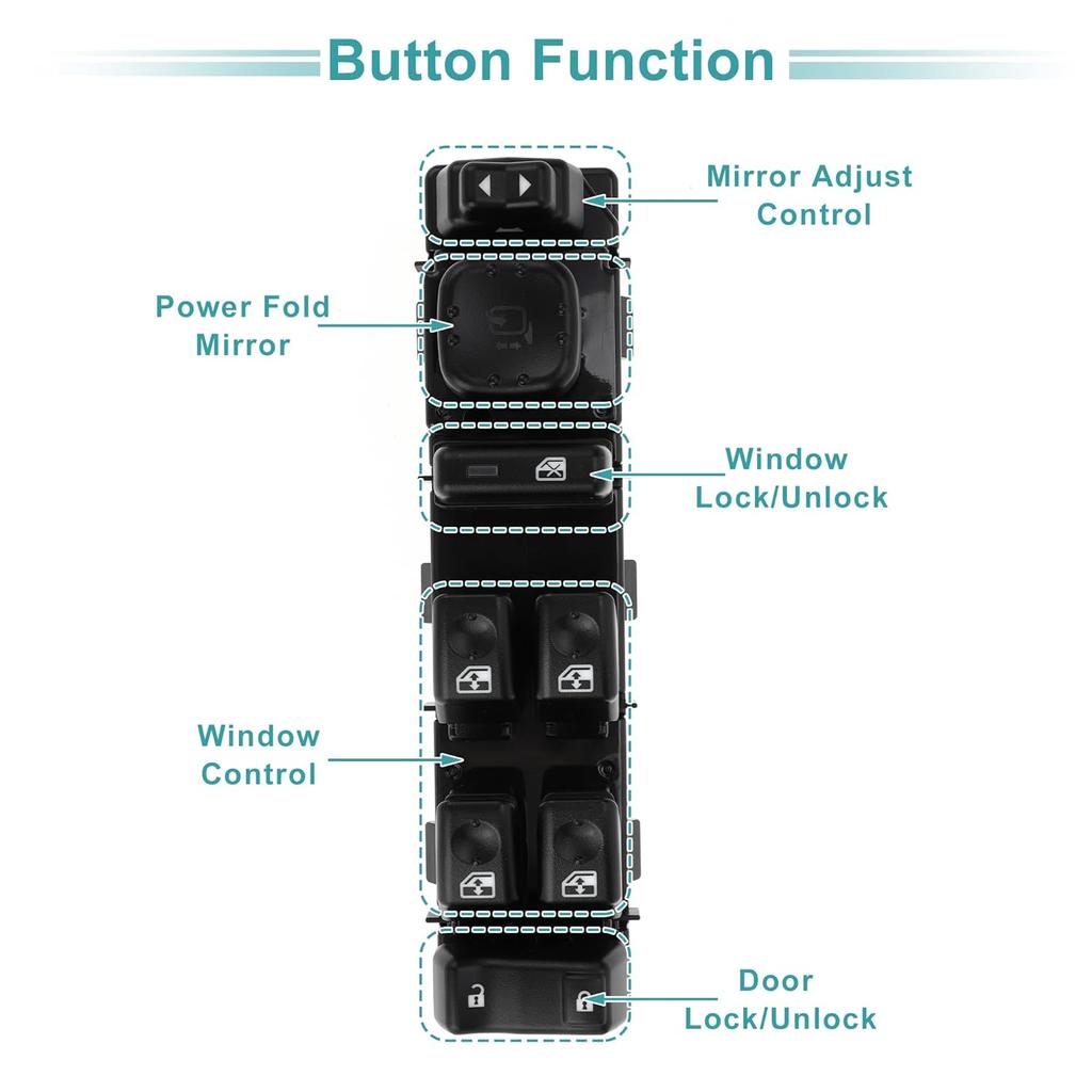 ACROPIX Power Window Switch No.15883321 Front Left Driver Side Window Control Switch for Chevrolet Suburban 1500 2500 for Cadillac Escalade 2003-2006