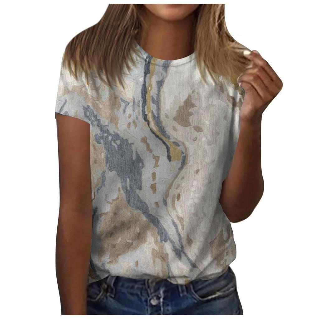 Women's Casual Short-sleeved T-shirt O-neck Printed Top