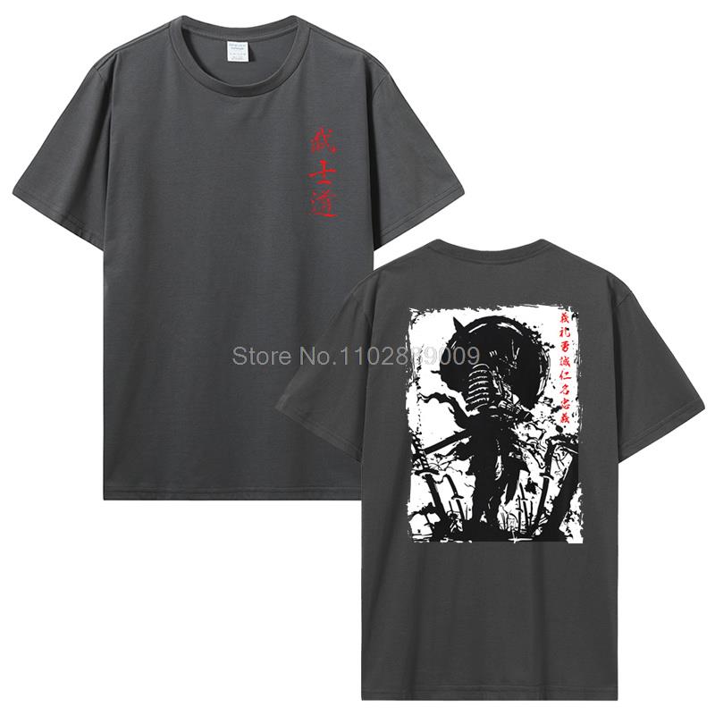 New Japan Samurai Spirit T Shirts Japanese Style Back Print Men Cotton Tshirt Anime T-shirt Bushido Male Gifts Tees Streetwear