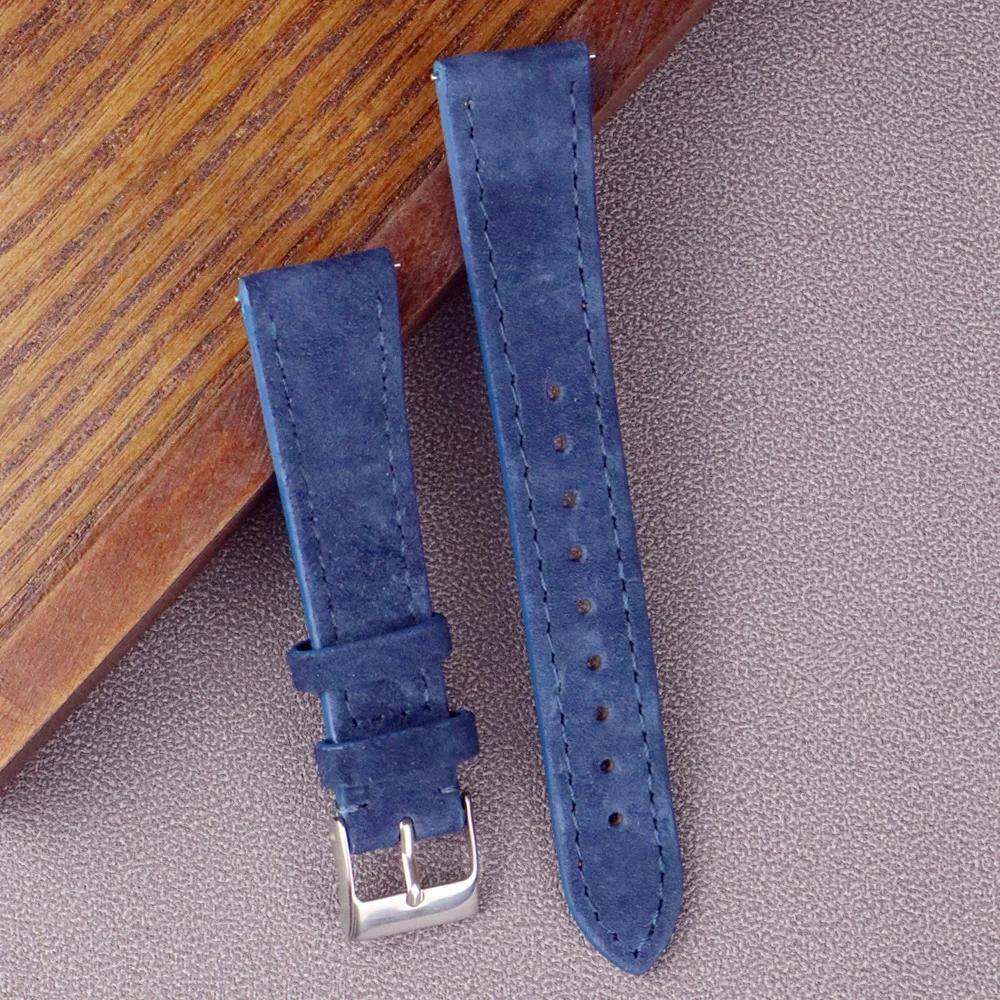 Genuine Suede Leather Watch Strap Vintage Brown Watch Band 18mm 20mm 22mm With Quick Release WatchBand Wristband Accessories