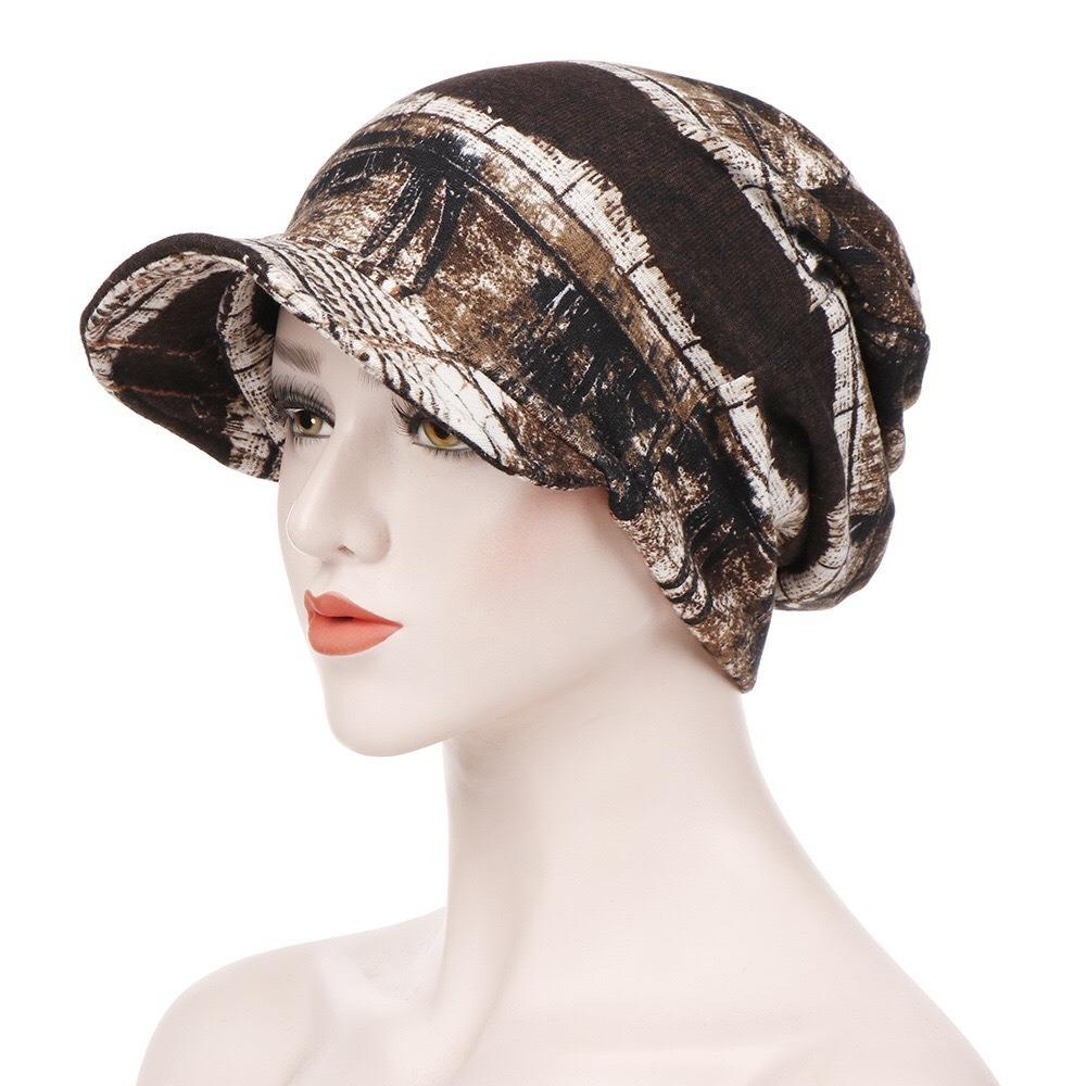 Print Design Hair Loss Cap Comfortable Visor Cap Slouch Design Chemo Caps  Head Scarf