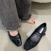 Women Flats 2024 Spring Autumn New Mary Jane Shoes Female Retro Square Toe Shallow Mouth Buckle Flat Shoes Ballet Shoes