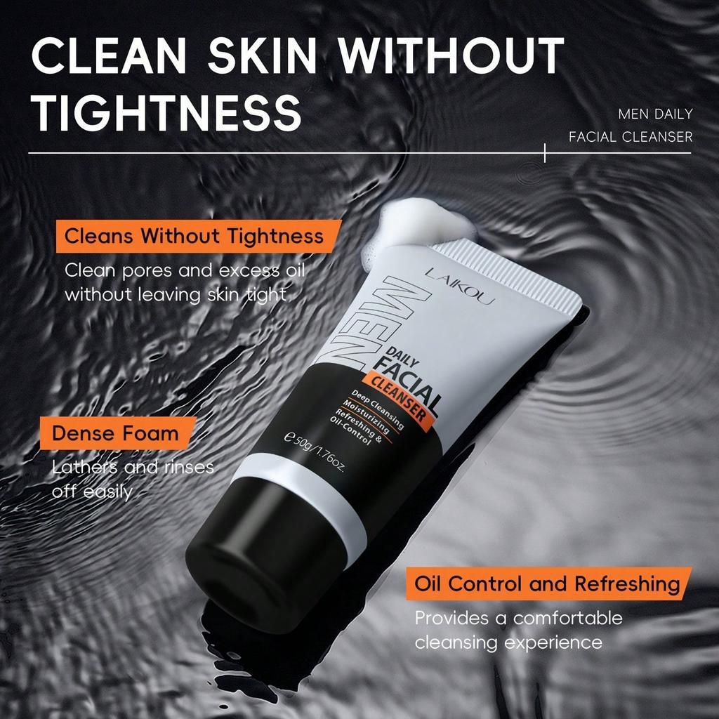 1pc Men's Facial Cleanser, Deep Cleans Pores, Gently Removes Dirt And Excess Oil, Controls Oil Witho