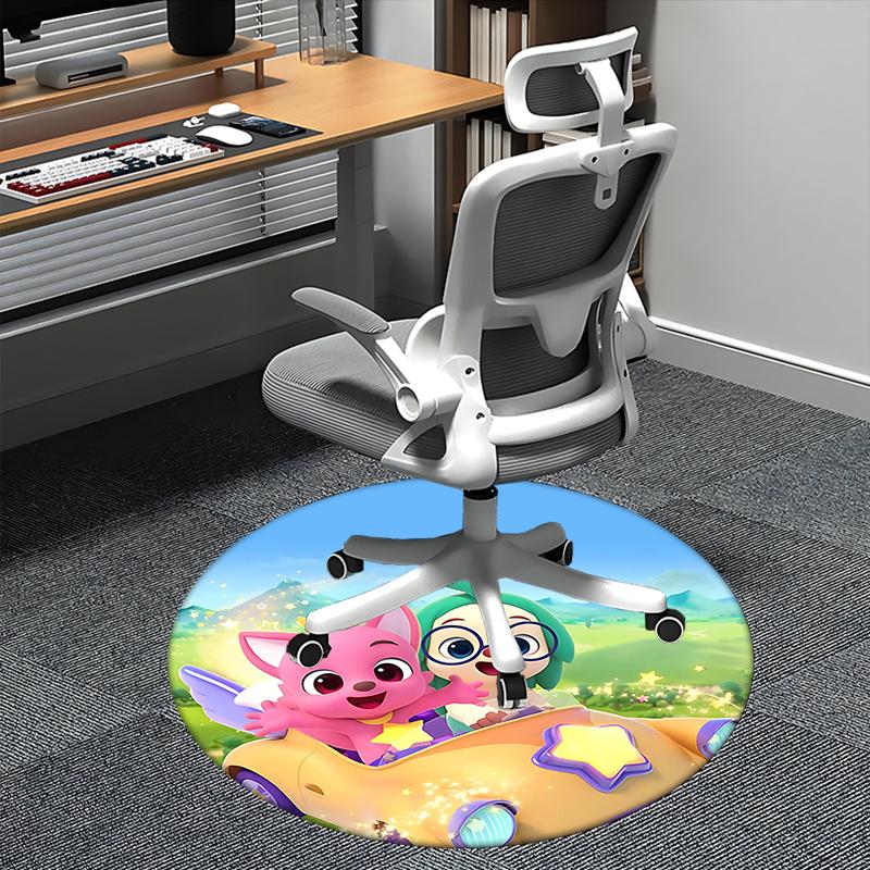 

Pink Fox Character Chair mat Round Rug-Office carpet, Machine Washable, Non-slip, Suitable for Living Rooms, Bedrooms, Entryways, and Holida 80cm by 80cm