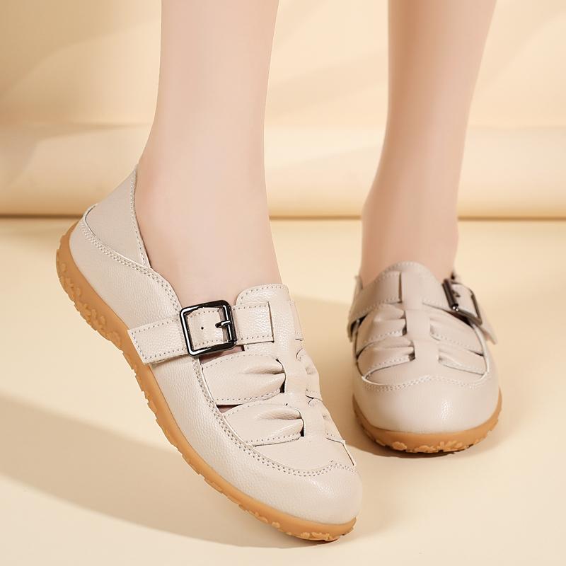 Damensandalen Sommer-Essentials Mary Jane Strand-Flats Bequeme weiche Gehsandalen Römische Sandalen für Mädchen Übergröße