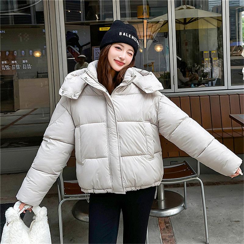 Winter Women's Thick Loose Hooded Short Cotton Jacket M-XXL