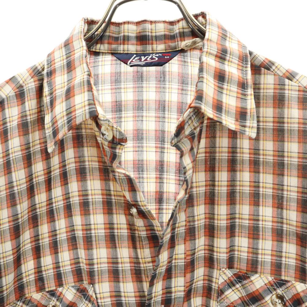 Levi's 70s vintage Check Pattern Long sleeve shirt M Brown Men's Used