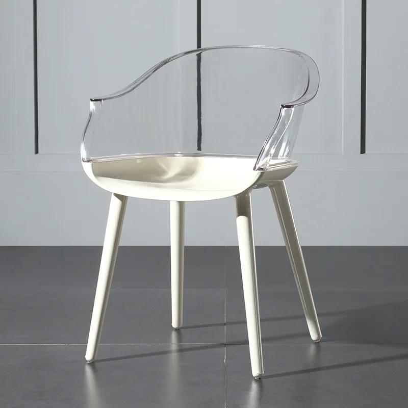 Transparent Dining Chair for Kitchen Home Furniture Modern Minimalist Plastic Armchair Designer Acrylic Chair Back Dining Chairs
