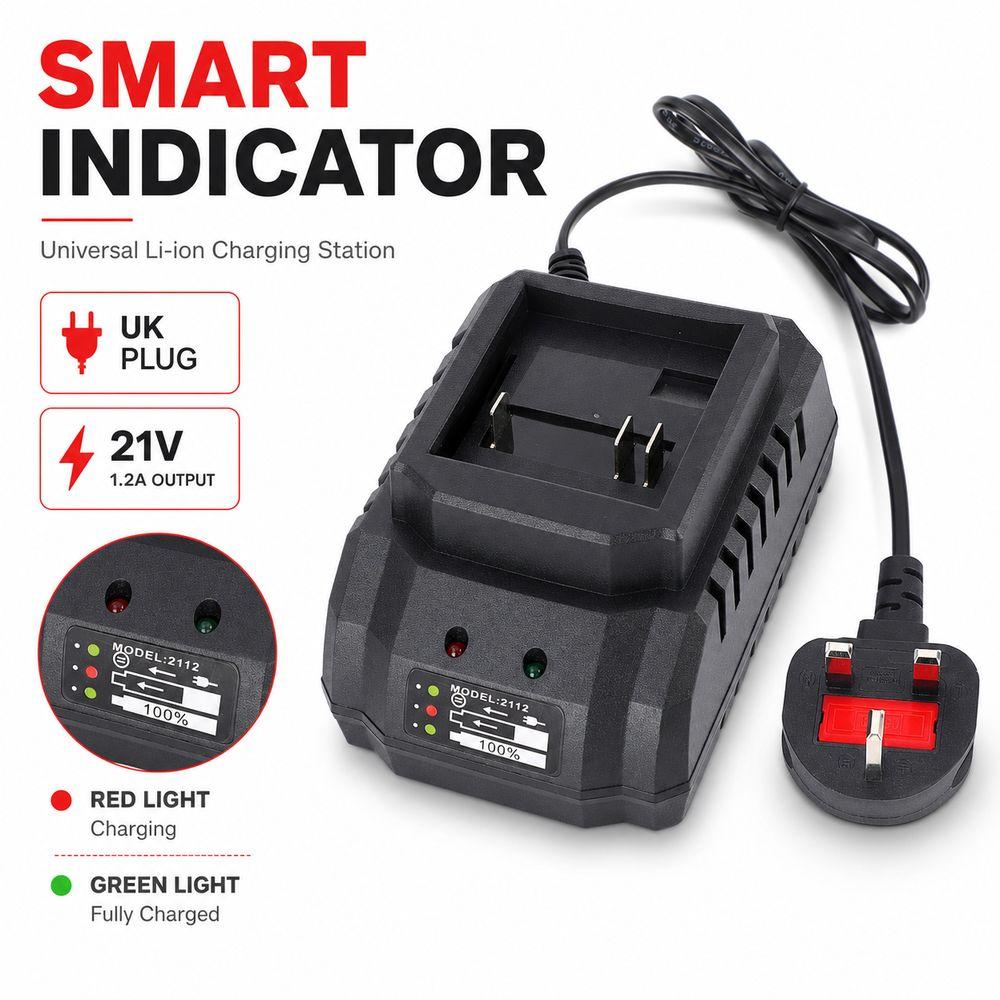 Ventilated Housing Battery Charger Dock 21V Power Tool Charger for Power Tools