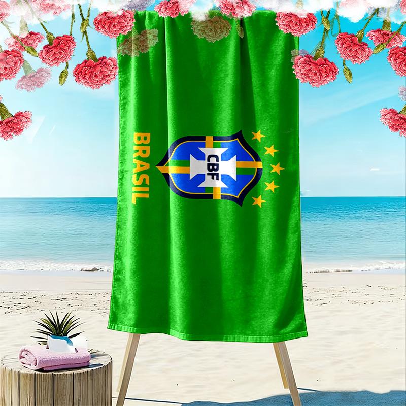 Brasilien Nationalmannschaft Print Strandtuch, Großes Weiches Schnelltrocknendes Handtuch für Strand Camping Schwimmen