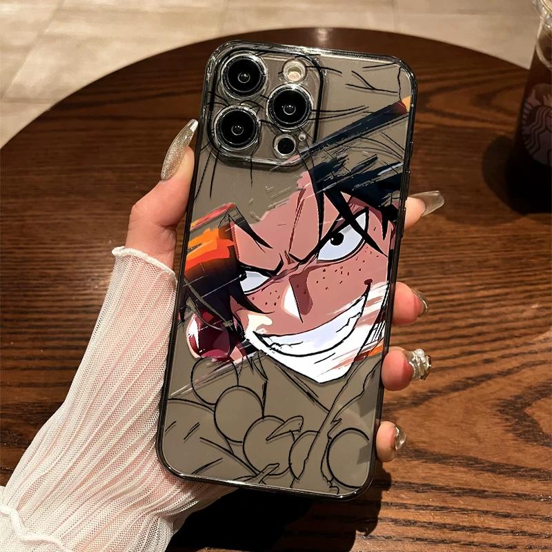 One Piece Luffy & Sanji Anime Graffiti TPU Phone Case For IPhone 15 14 13 Pro Max & Samsung Galaxy S24 Ultra, Clear Shockproof Protective Cover