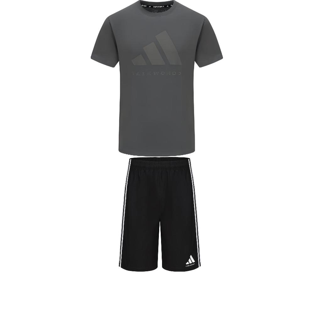 

Adidas Taekwondo Soft Round Neck Simple Pullover Short Sleeve T-Shirt Comfortable Striped Shorts Casual Sports Set ADICLTS24TKP-GFC+S21ATMSH2T-BW S