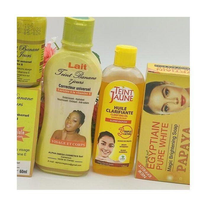 Mini Gamme Teint Jaune Parfait – Savon Papaye + Lait 250ml + Sérum + Huile 125ml