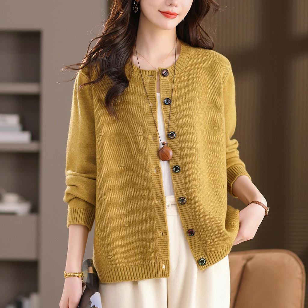 Plus Size Loose Slimming Sweater Coat - 2025 Autumn Fashionable Knitted Cardigan