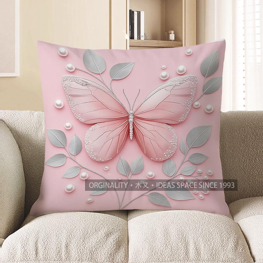 Decorazioni per la Casa Farfalla Rosa con Perle Copricuscino Decorativo Modello Copricuscino Adatto per Divano Camera da Letto Auto