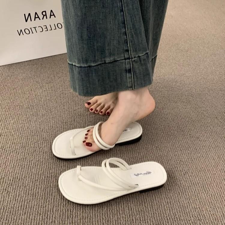 Simple and Versatile Set of Toes with Flat Sandals for Women To Wear In Summer, Seaside Casual Soft-soled Two-way Cool Slippers