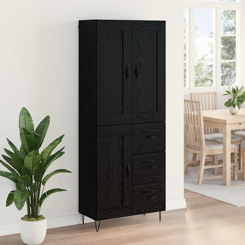 Highboard Black Oak Effect 69.5 x 34 x 180 cm Particleboard