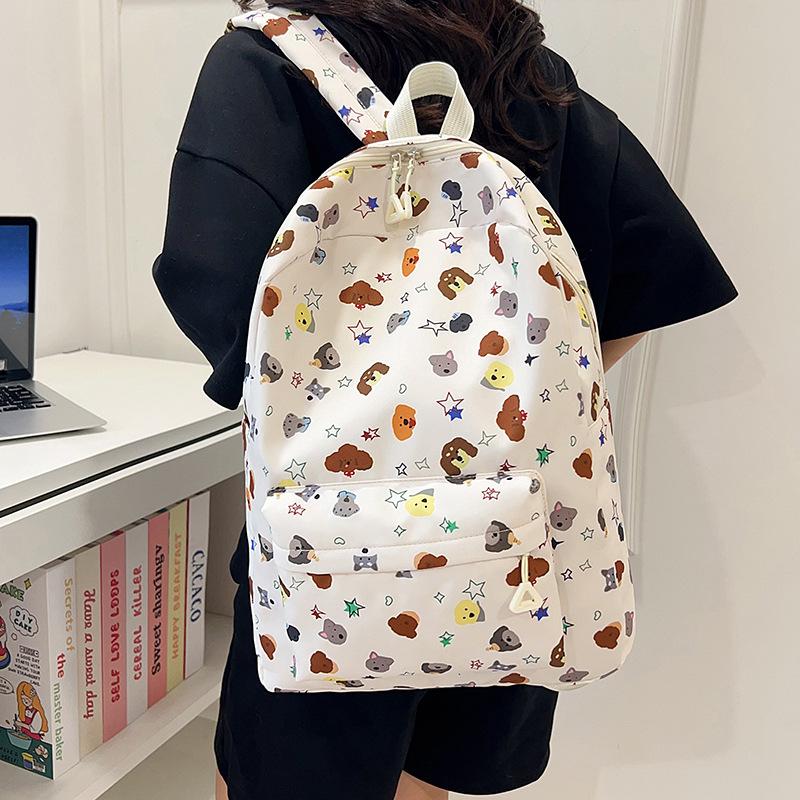 Cute Cartoon Puppy Dog Print Backpack Large-Capacity Casual Student Schoolbag  Delicate Personality Trend Travel Bag Gift