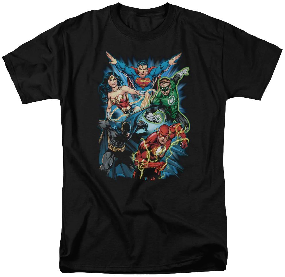 DC Comics Justice League Heros Black T-Shirt S