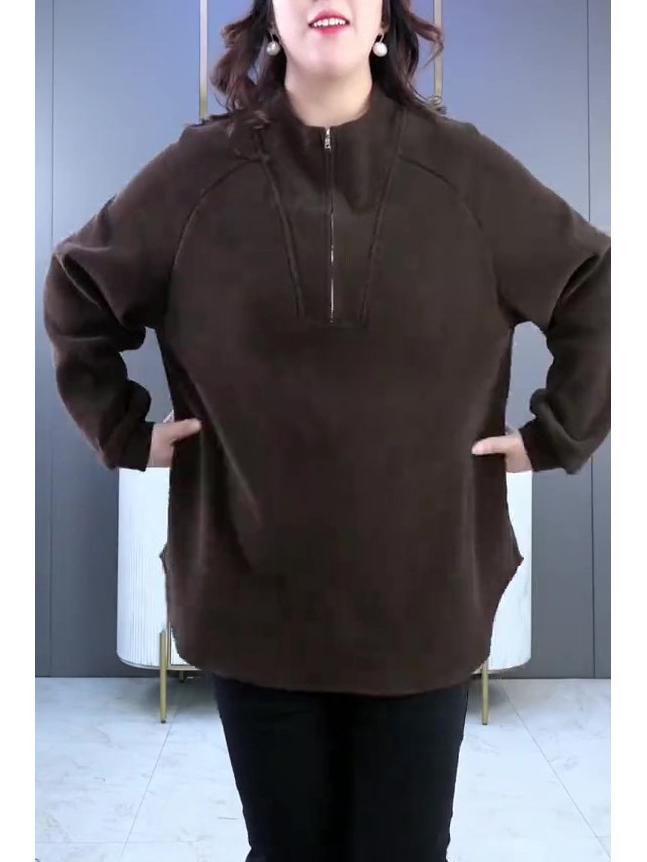 2024 Herbst/Winter Koreanischer Stil Übergröße Fleecegefüttertes Lockeres Sweatshirt für Damen