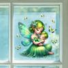 Sticker Creative Green Fairy Mother-Child Static Film for Decoration of Living Room, Bedroom and Windows