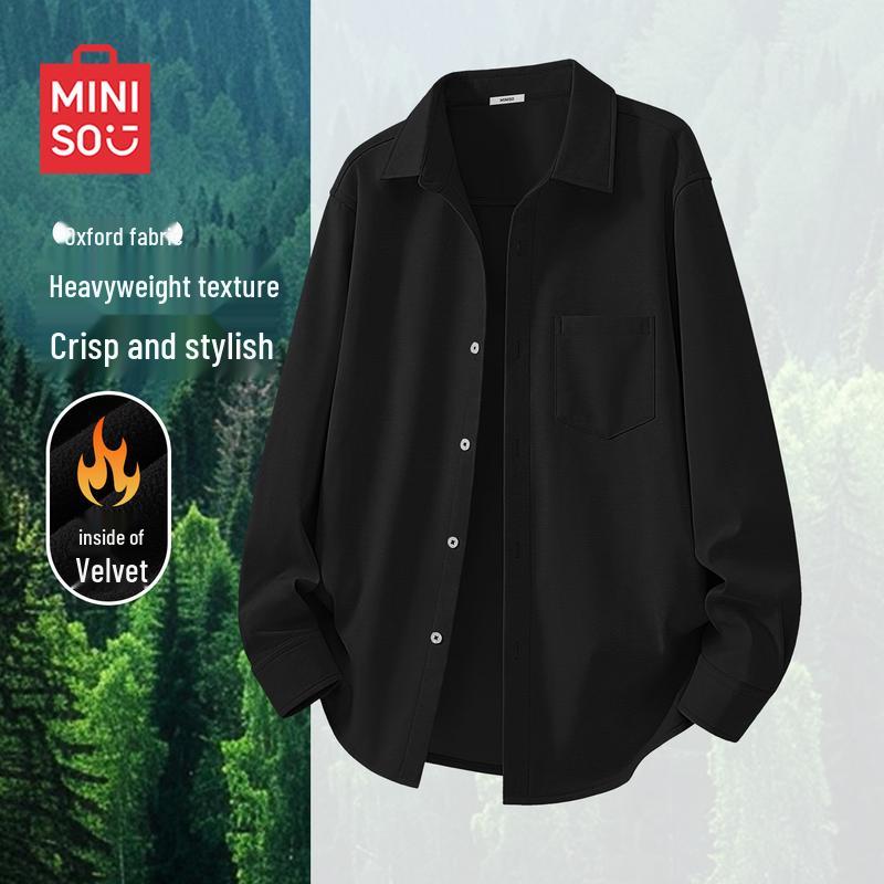 

MINISO Men s Plush Lined Oxford Shirt 3XL