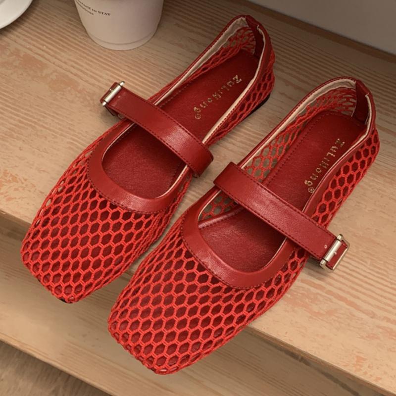 Designer Square Toe Flat Shoes Women Non Slip Flat Sandals Summer New Breathable Mesh Beach Outdoor Shallow Comfortable Shoes